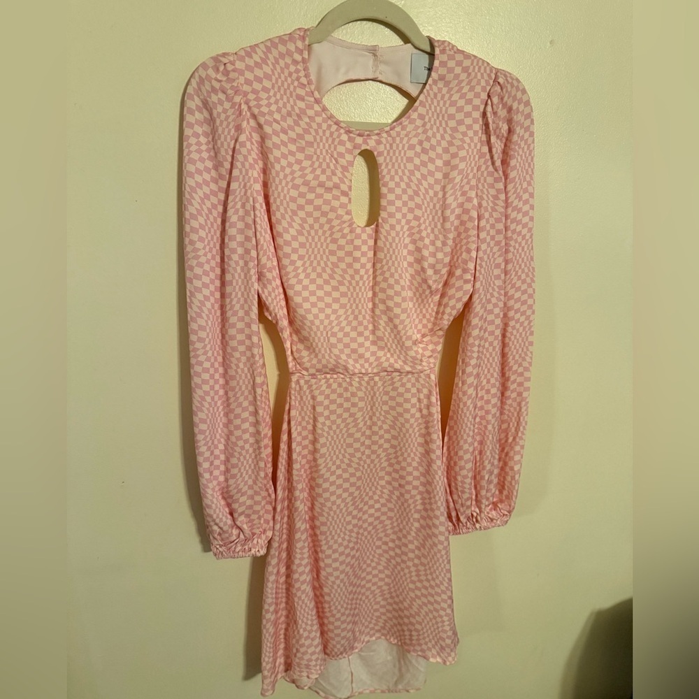 The Wolf Gang Keyhole Mini Dress Pink Cutout Long Sleeve NWT M Event Easter - Picture 2 of 8